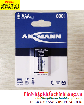Ansman HR03 AAA800mAh; Pin sạc AAA 1.2v Ansman AAA800mAh-BL2 5030982 (Loại Vỉ 2viên)